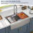 33"L x 22"W Farmhouse Workstation Kitchen Sink 16 Gauge Stainless Steel Kitchen Sink Apron Front Sink