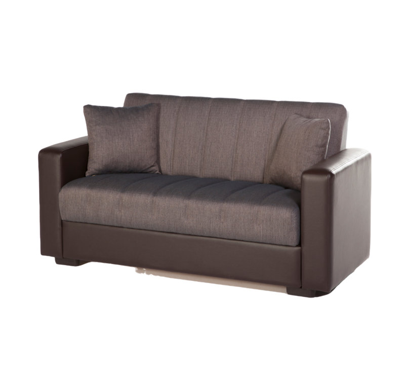 Nivea 63'' Upholstered Futon And Mattress, Brown 100% Polyester