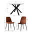 Ensemble de table de salle à manger pour 4 personnes avec table ronde en verre et 4 chaises rembourrées en chenille-499757407