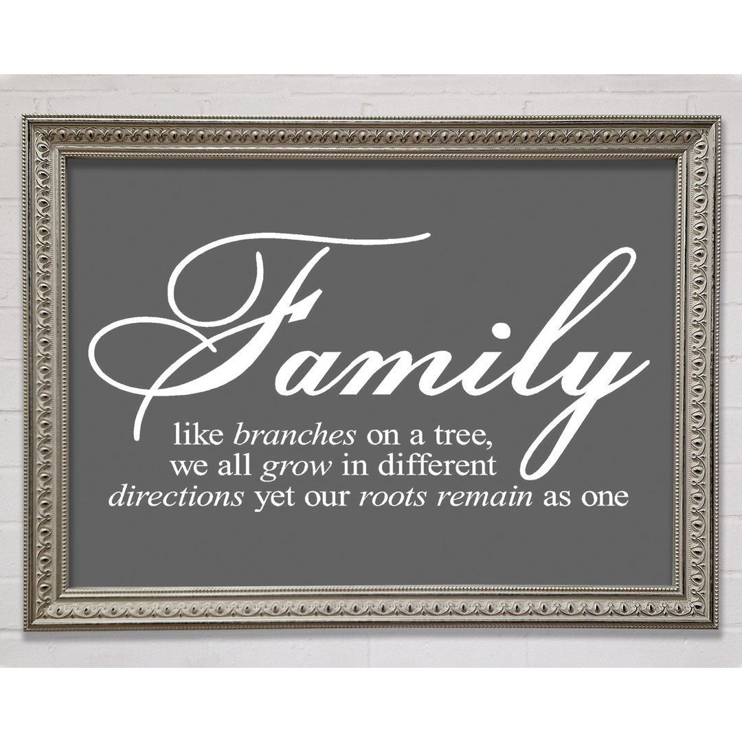 Millersport Family Quote Family We All Grow In Different Directions Lime Green Framed Print Wall Art