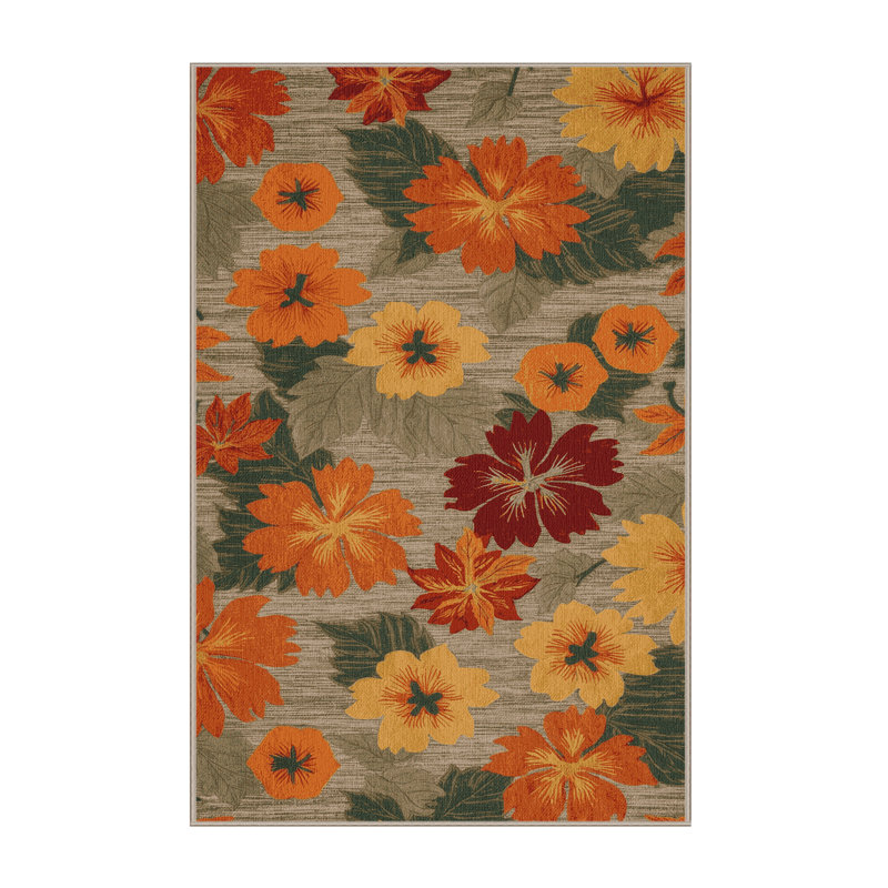 Washable Nasturtium Vegetables Area Rug, Rectangle 8' x 12'