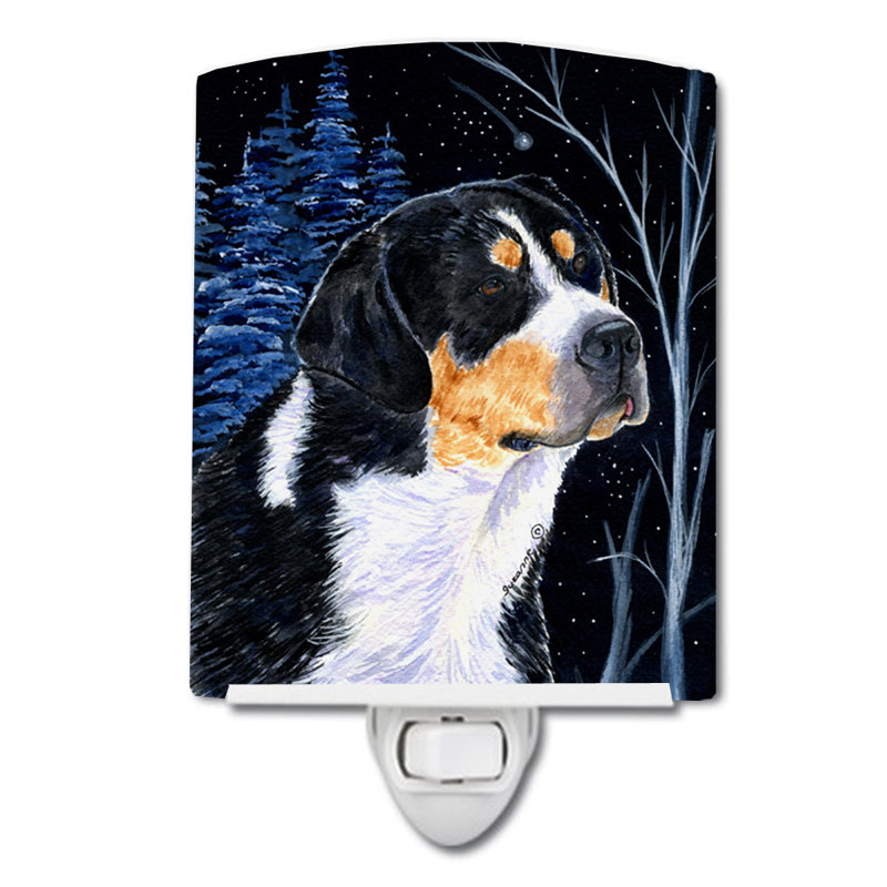 Starry Bernese Mountain Dog Ceramic Night Light