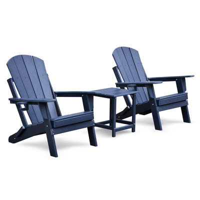 Folding Outdoor Chair With Table, All - Weather Fire Pit Chair, Patio For Deck, Backyard, Balcony, Navy Blue, , Foldable Home And Table , Spaces, Heat Travel Use