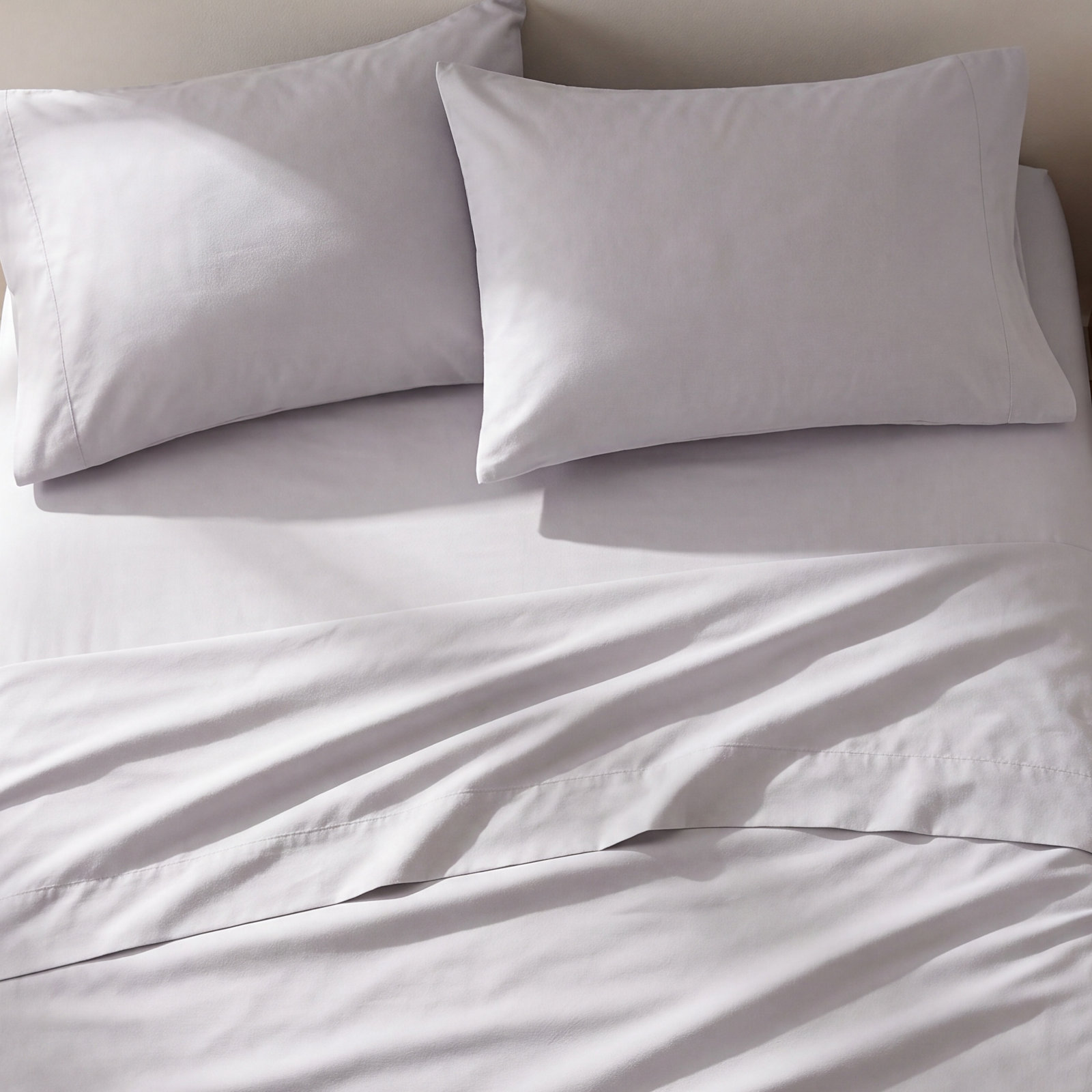 Cotton Sheet Set, True White, Queen Flat Sheet + 1 Fitted Sheet + 2 Pillowcases