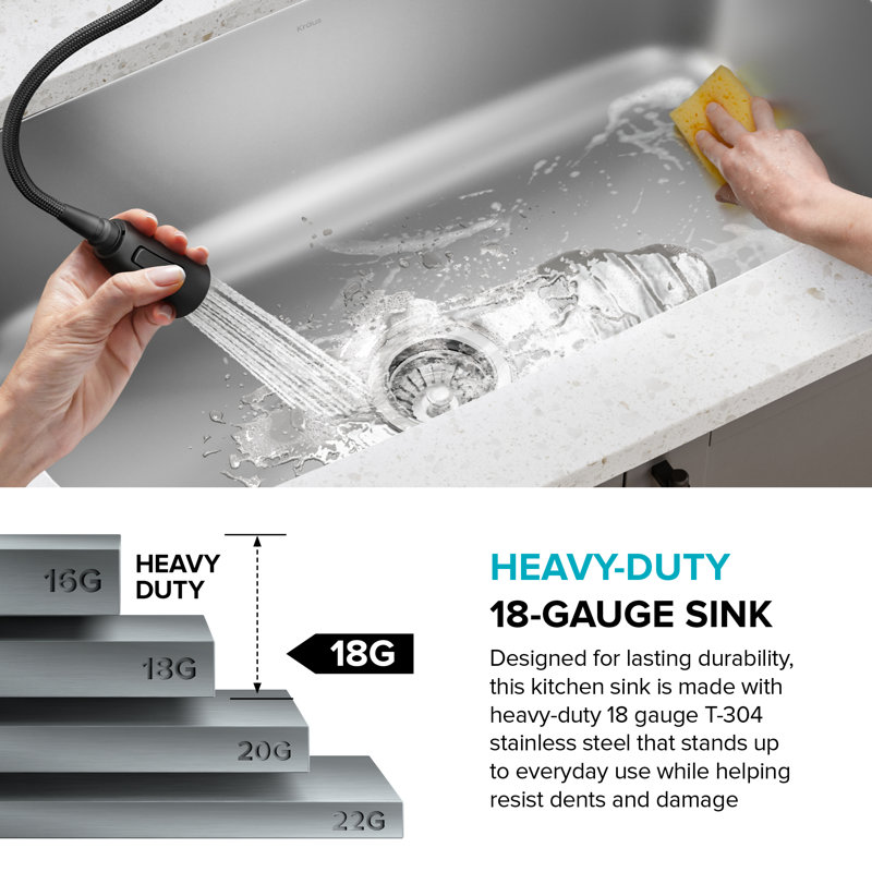 Kraus 23-Inch Satin Stainless Steel Undermount Single Bowl Kitchen Sink