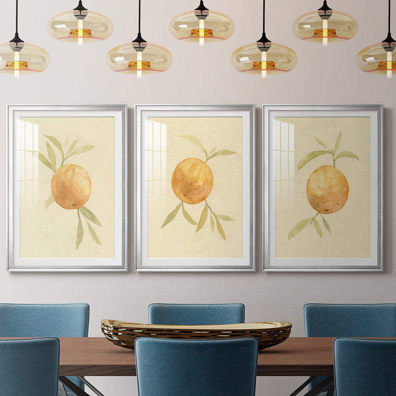 Dappled Oranges I - reproduction sur mesure encadrée de qualité supérieure - 3 pièces
