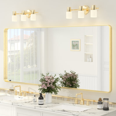 Miroir de salle de bain mural en verre trempé et métal Molly