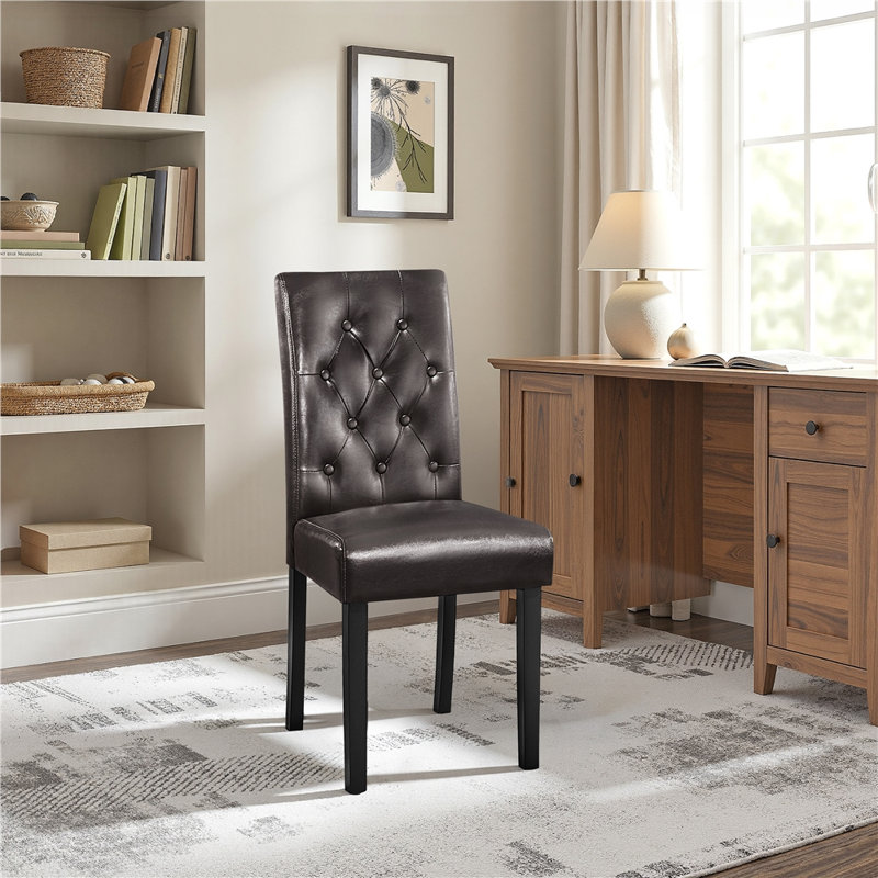 Clintock Tufted Upholstered Dining Chair, Brown