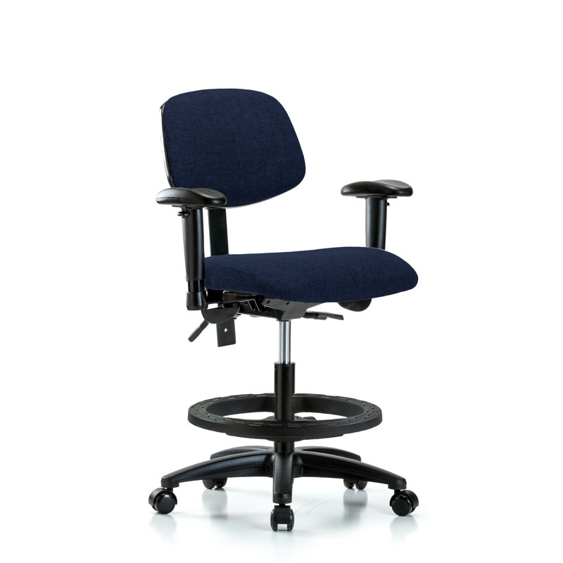 Drafting Chair, Casters, Included, Navy