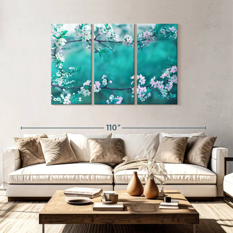 Harnek White Cherry Blossoms In Japan, 48" H x 74" W