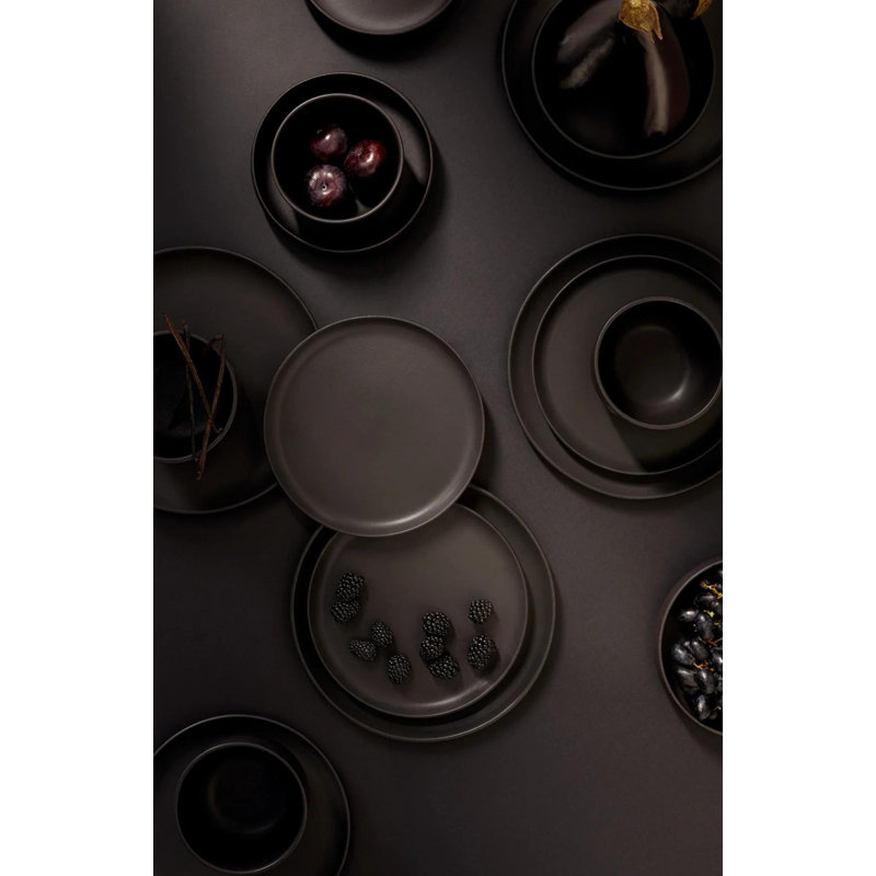 Service de table tunisien 12 pièces - Assiette, assiette + bol, Noir, noir, noir, noir