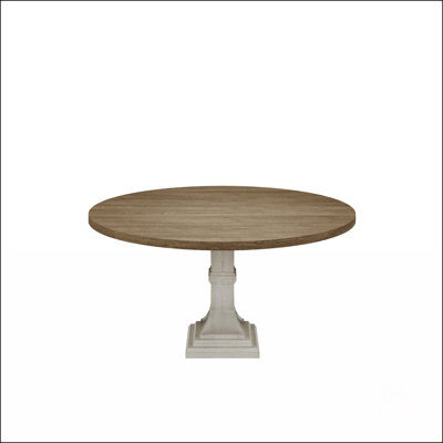 59"W Round White And Gray Dining Table