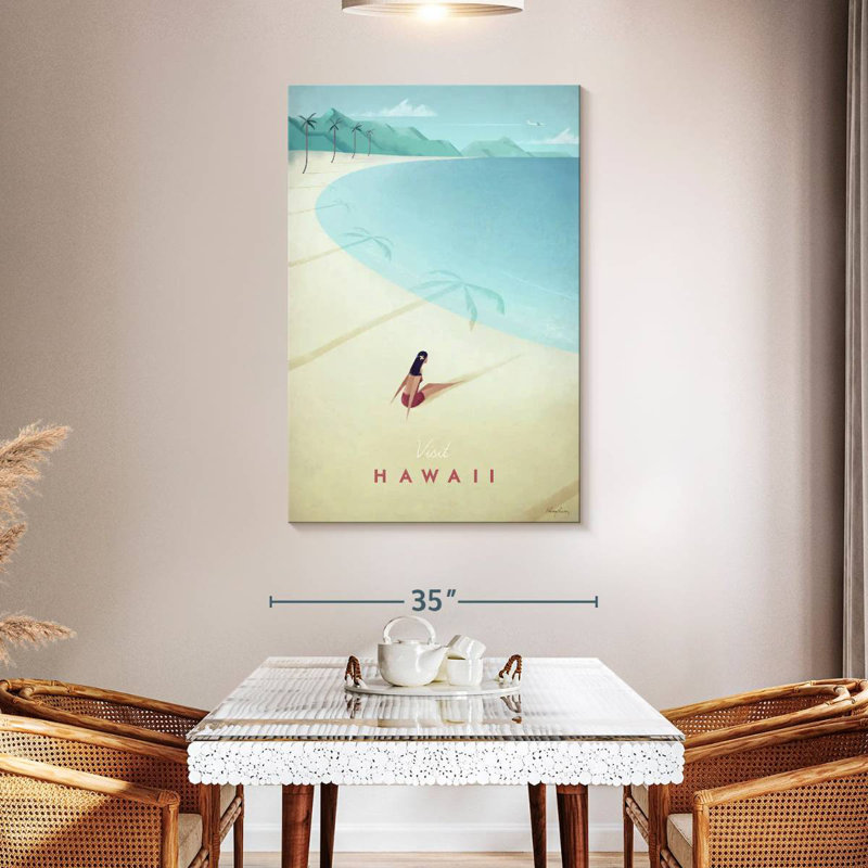 Affiche de voyage rétro Aime, visite d'Hawaï, H 48 po x l 32 po