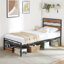 Ensemble de chambre à coucher industriel, lit plateforme en métal et 2 tables de chevet, aucun sommier requis, assemblage facile-2023266003-2023266013