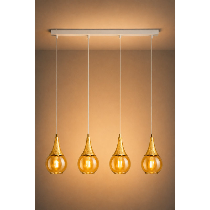 Creasy 4 - Light Kitchen Island Pendant, Gold, White/Gold