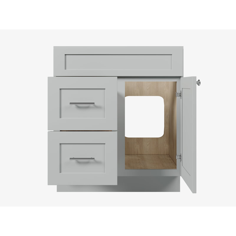 Disar 30'' Bathroom Vanity With Left Drawer Base Only, Gray