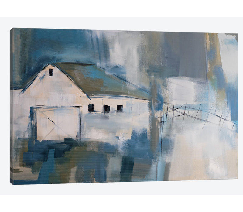 White Barn, reproduction d'art sur toile tendue, H 18 po x l 26 po x P 1,5 po, Toile tendue, Pas de tapis