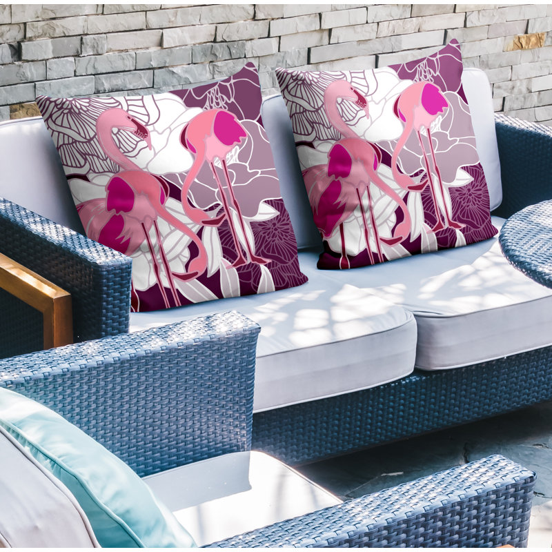 Outdoor Reversible Throw Pillow, 17W" x 17H", Purple/Pink