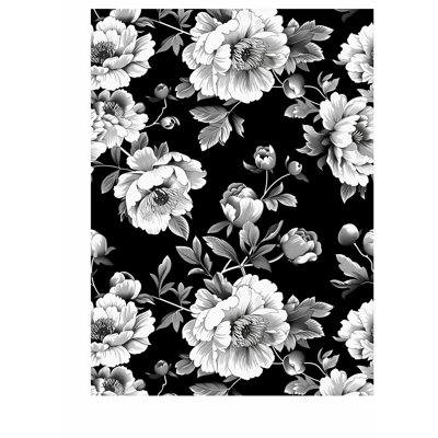 «Floral Floral Dreams», impression d'art moderne sans cadre noir et blanc