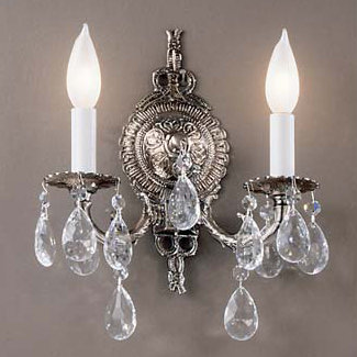 Lampe murale bougie 2 lumières Ewalt, Argent millénaire