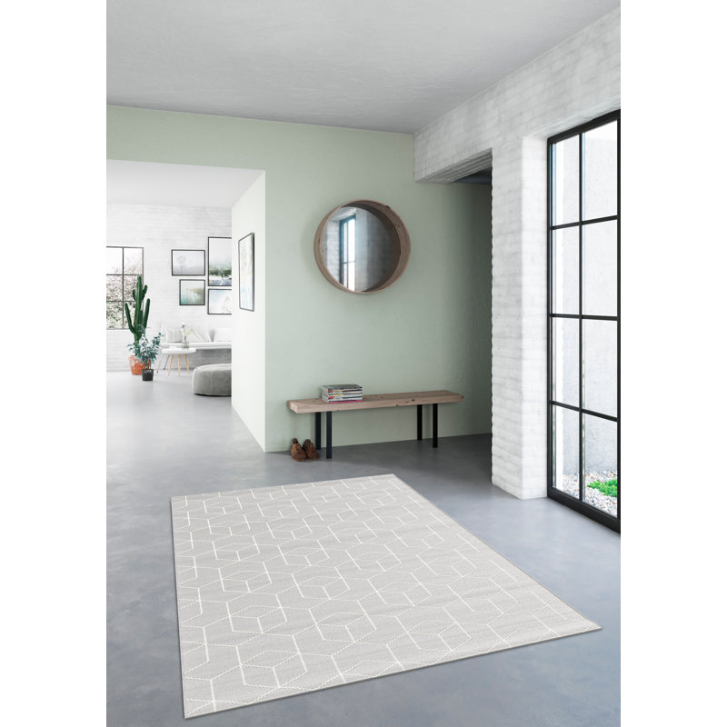 Wayne Flatweave Indoor/Outdoor Light Grey Rug, Rectangle 80 x 150cm