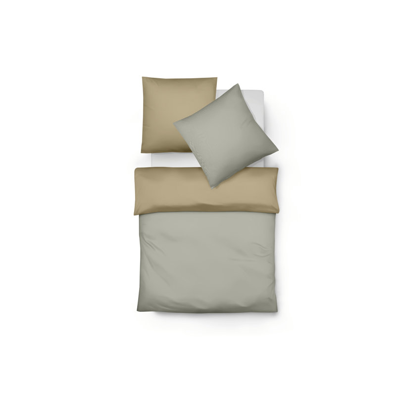Lech Reversible Bed Linen, Silver/Beige, Double - 2 Pillowcases (80 x 80 cm)