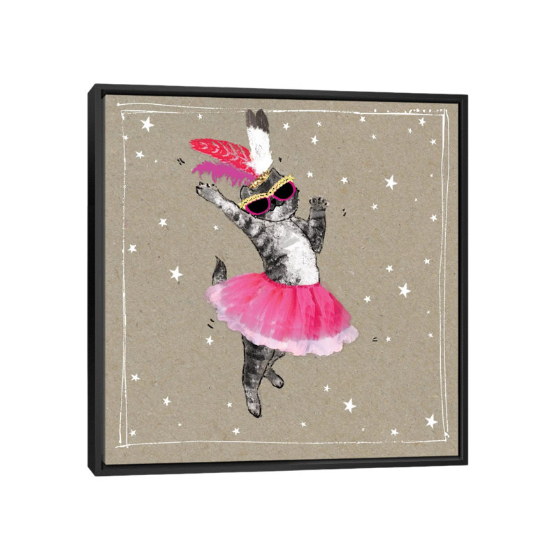 « fantaisiste short chats v », impression sur toile, H 18 po x l 18 po x P 1,5 po, Toile avec cadre noir