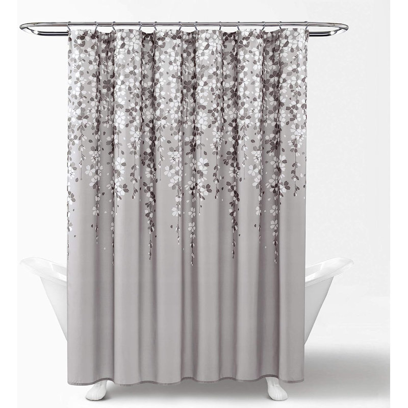 Flower Shower Curtain, 72" X72", Gray
