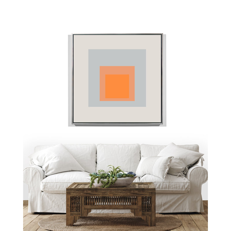 Square Series Gray Print by Yaffa G, Silver Floater Framed, 51" H x 51" W