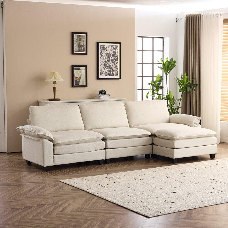 Avrilynn 120'' Upholstered Cloud Sofa&Couch with Ottoman