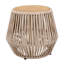 Table d'appoint en bois d'acacia avec base en corde beige - finition teck clair, décor côtier moderne pour la terrasse, le jardin, le balcon et l'intérieur-410827554-410827555