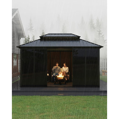 10x14 ft Hardtop Gazebo Sunroom, Enclosed Gazebo