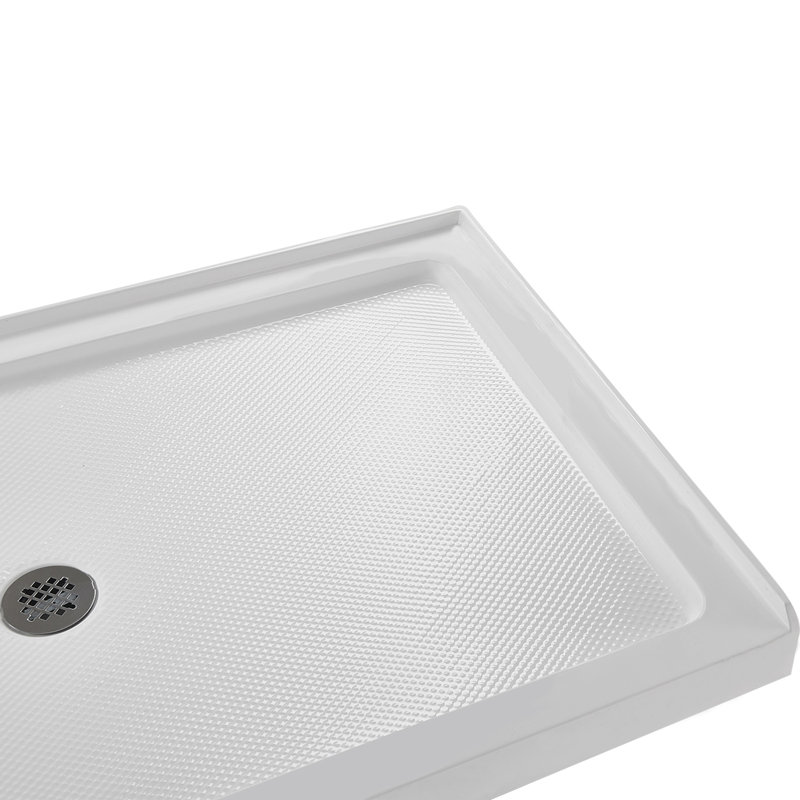 60'' x 36'' Glossy White Acrylic Shower Base with ABS Drain