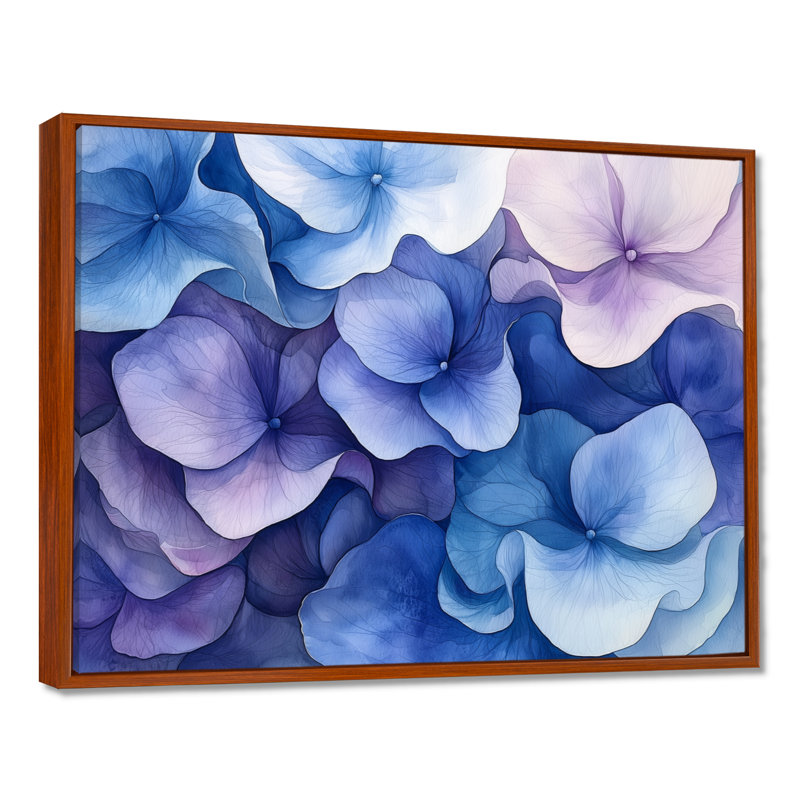 Jacelyn hortensia pétales vagues d'harmonie - art mural hortensia pour le salon, H 30 po x l 40 po, Brun