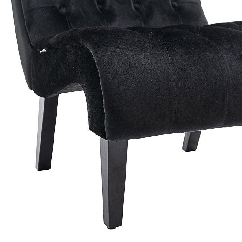 Chaise de salon en velours sans accoudoirs, Velours noir