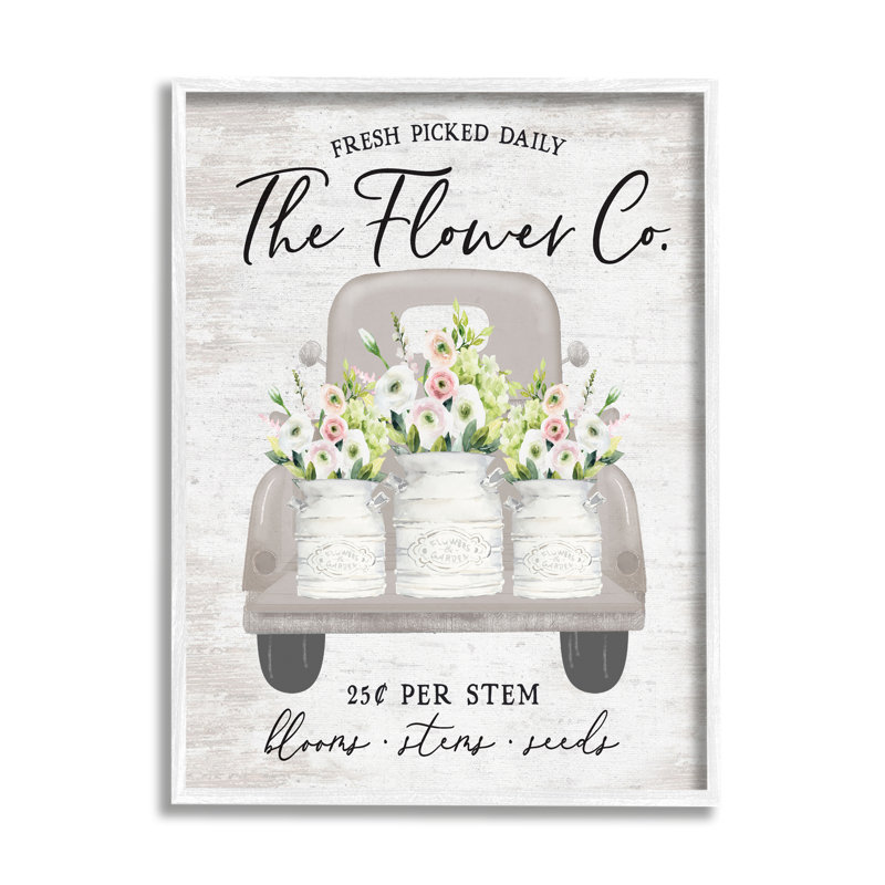 " Antique Flower Sign Vintage Truck Bouquet Blossoms " by Lettered And Lined, 20" H x 16" W x 1.5" D