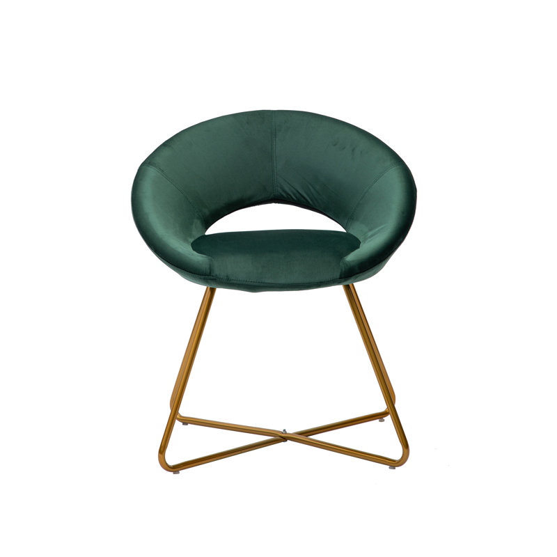 Colmar Velvet Accent Chair with Metal Legs, Green