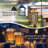 8.7" Solar Powered Integrated LED Outdoor Lantern, Flickering Flame (2 Pack Bronze) Upgraded Metal