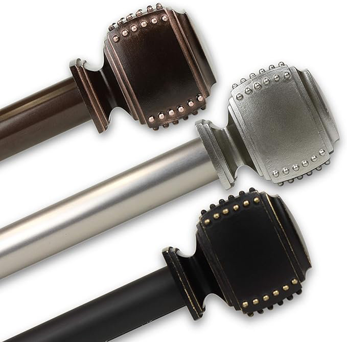 Brock 1" Curtain Rod, Bronze, 66" - 120"