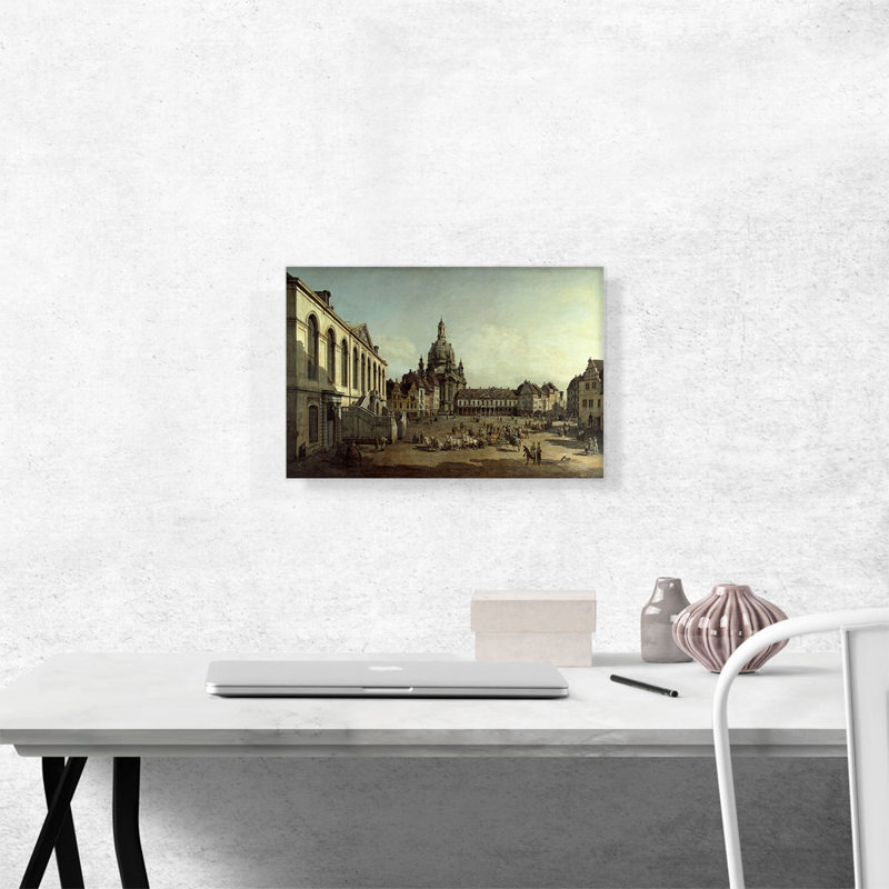 «The Neumarkt in Dresden Seen from the Juedenhofe 1749» par Canaletto, reproduction d'art sur toile tendue
