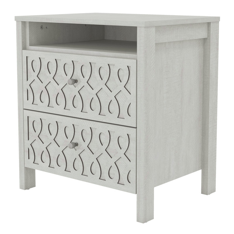 Table de chevet 2 tiroirs Pruitt Allysyn, Gris