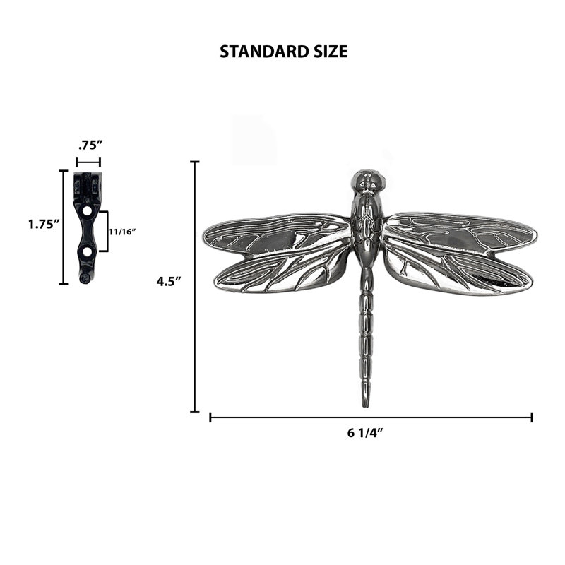Dragonfly in Flight Door Knocker, Nickel Silver, 4.5" H x 6.25" W x 1.25" D