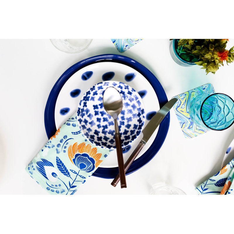 Handcrafted Blue and White Ceramic Appetizer Plates Set