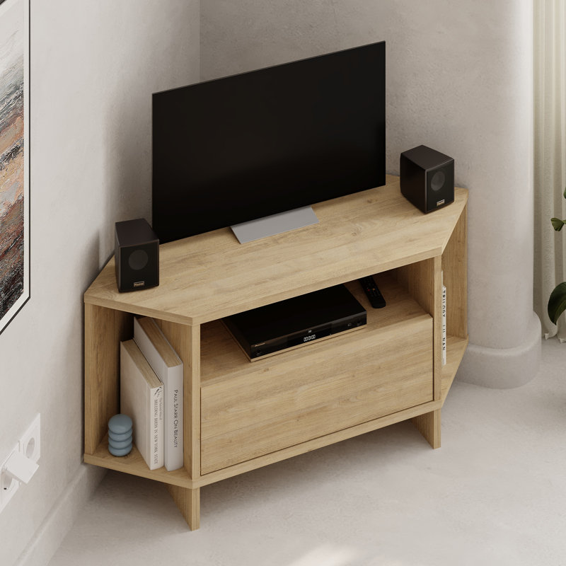 Viva Corner TV Stand Modern Storage Unit for TVs up to 34 inches, Oak