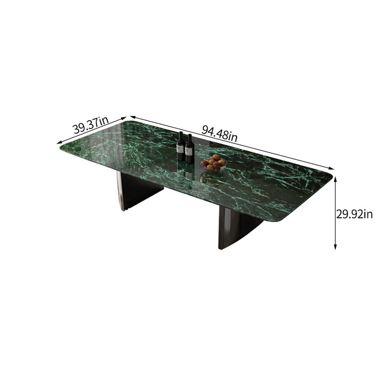 Table de salle à manger moderne et simple en marbre de luxe, H 29,52 po x L 94,48 po x l 39,37 po