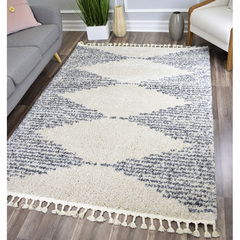 Tapis gris à poils longs Zaya Mason, Rectangle 5 pi x 7 pi