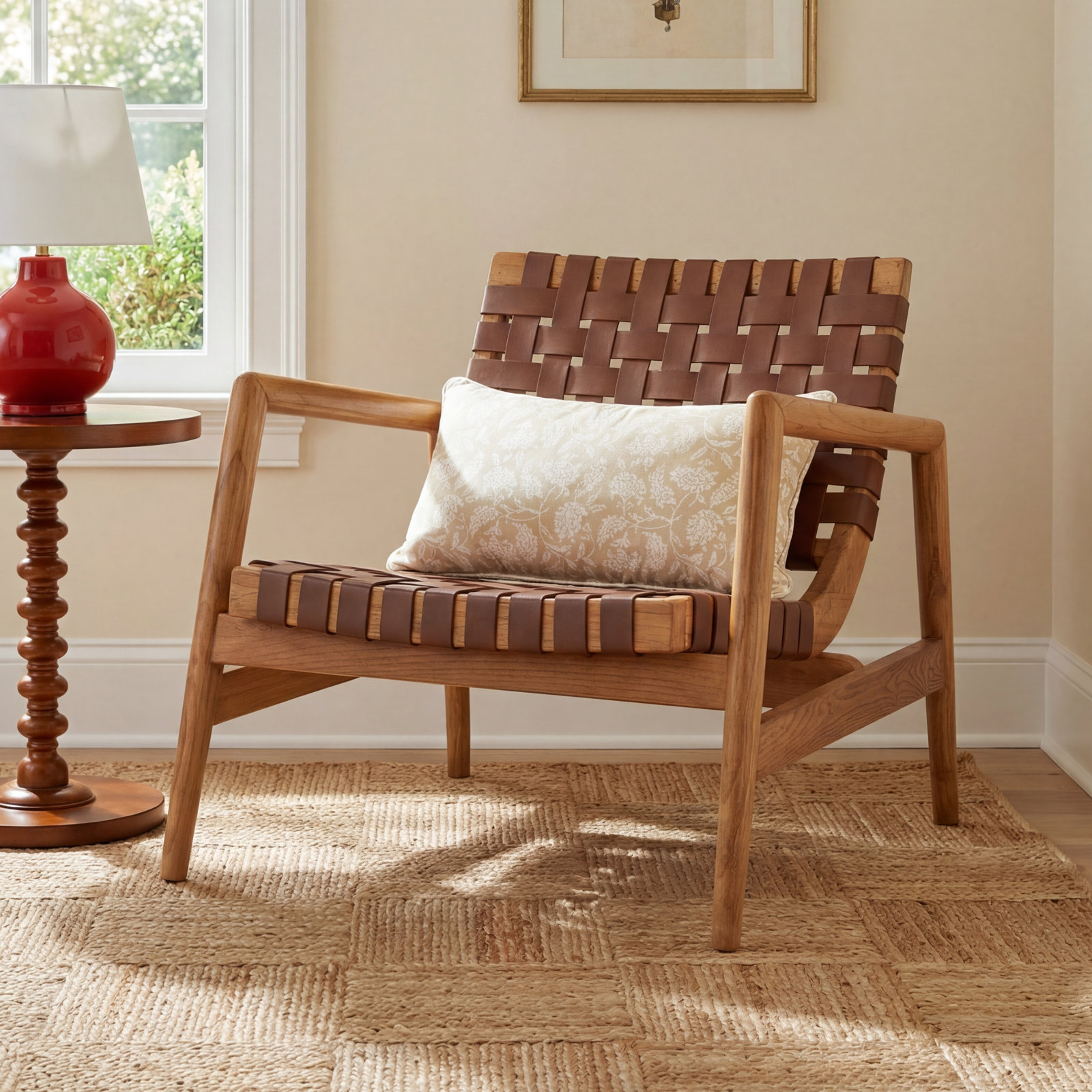 Warbler Cedar Genuine Leather Side Chair, Black