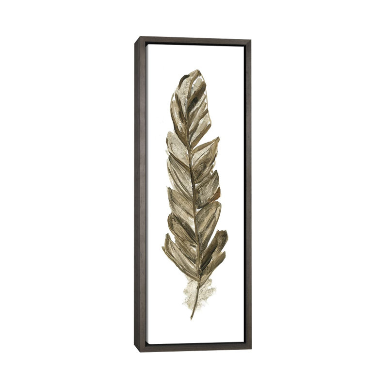 Soft Feather III by Sally Swatland - Panoramic Drawing Print, 72" H x 24" W x 1.5" D, Gray Framed Canvas