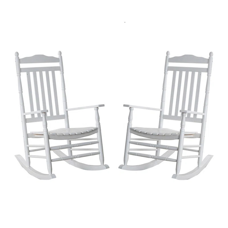 Chaise berçante d'extérieur en bois massif, Blanc