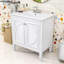 Meuble-lavabo simple autoportant moderne avec lavabo en céramique, rangement spacieux et portes à fermeture douce-409481402
